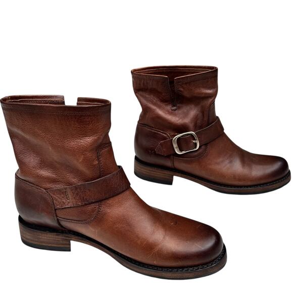 Frye Veronica Bootie Leather Motorcycle Boot Women's Size 8B Buckle - Picture 2 of 9